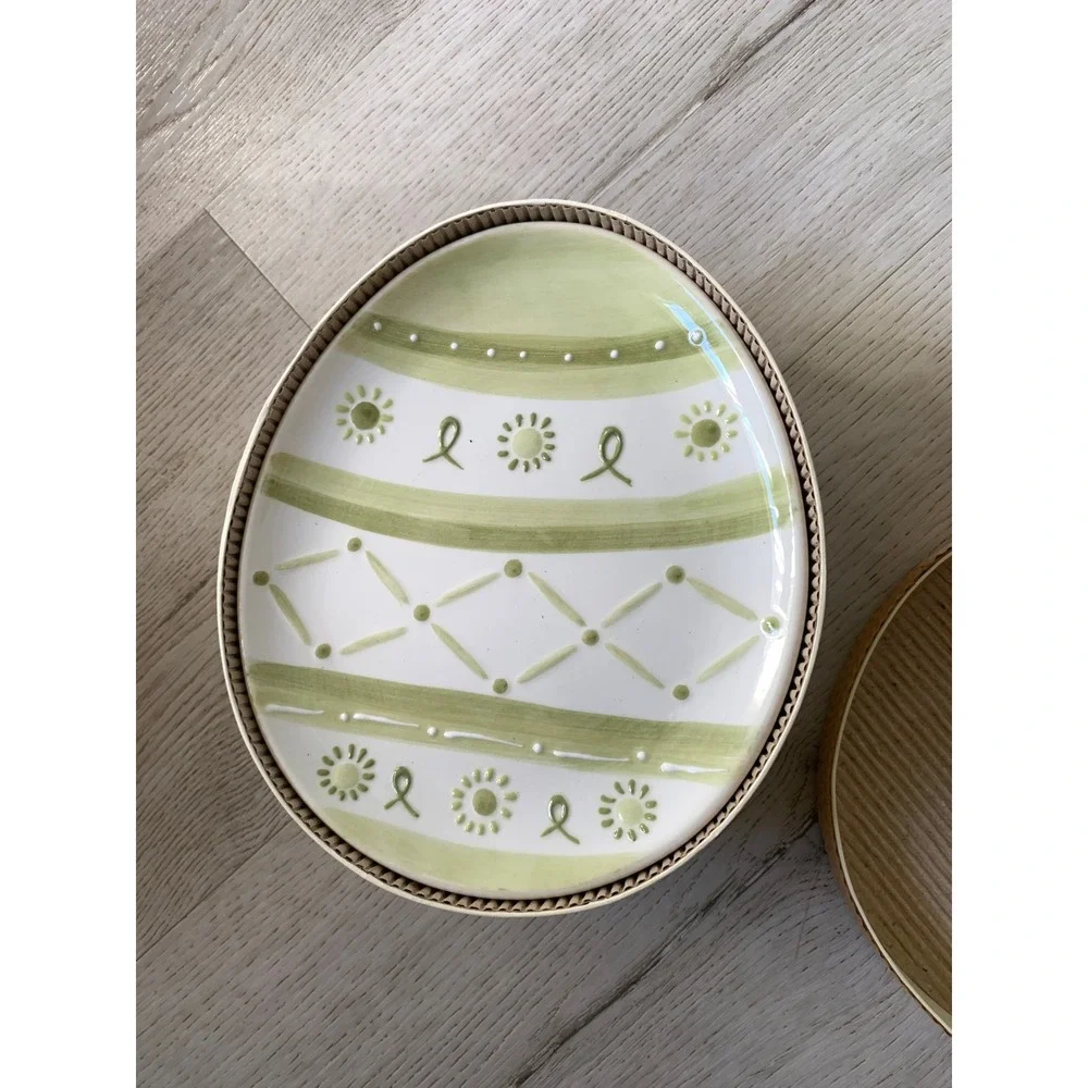 Pottery Barn Easter Egg Plates Set of 4 Pastel Stoneware Appetizer Spring Decor‎